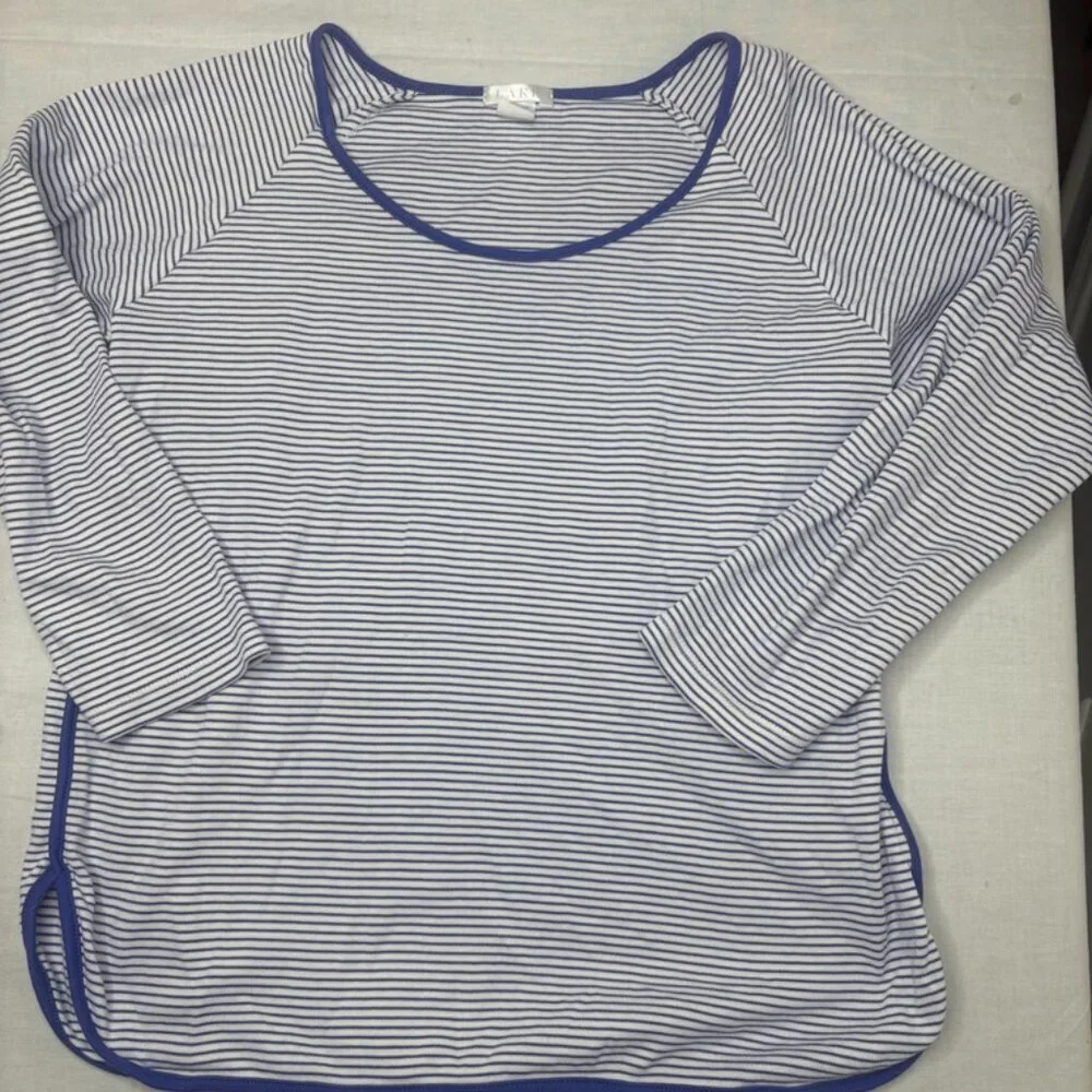 LAKE Pajamas XXS SHIRT ONLY Blue White Stripe 100% Pima Cotton